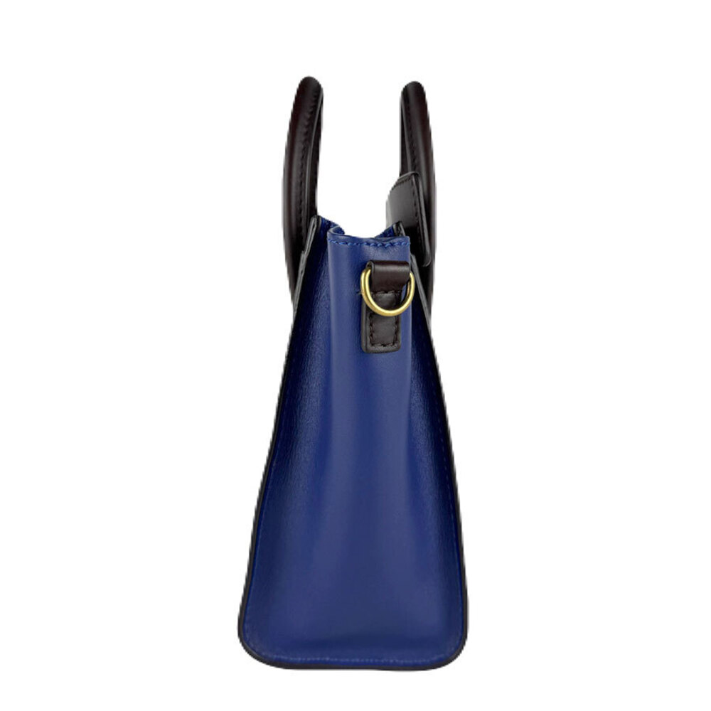 Celine Luggage Brown Gold Blue Leather Bag Shopper Shoulder